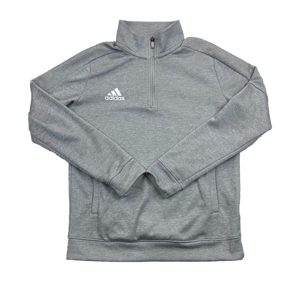 Adidas Climalite 1/4 Zip Pullover Womens M Gray Pocket Long Sleeve